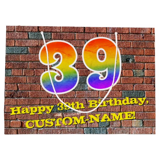 39e verjaardag: Plezier, op graffiti geïnspireerde Groot Cadeauzakje (Achterkant)