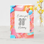 39e verjaardag Psychedelic 3D Abstract Kaart (Gele Bloem)