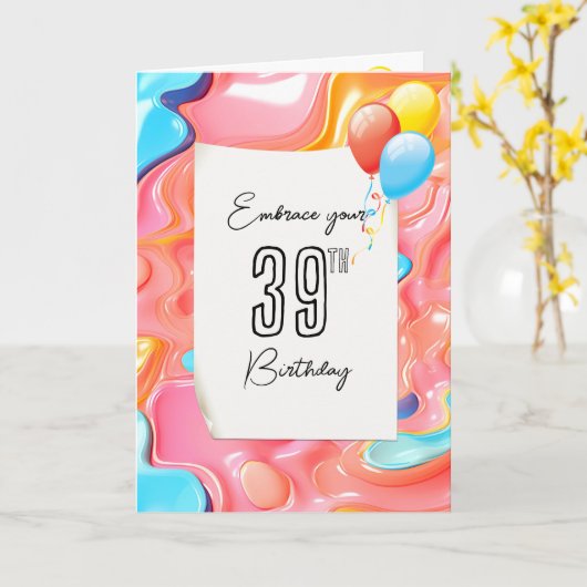 39e verjaardag Psychedelic 3D Abstract Kaart (Gele Bloem)