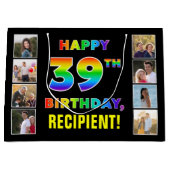 39e verjaardag: Regenboogtekst, aangepaste foto's  Groot Cadeauzakje (Voorkant)