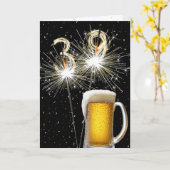 39e Verjaardag Sparklers Met Bier Mok Kaart (Gele Bloem)