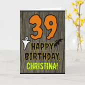 39e verjaardag: Spooky Halloween Thema, aangepaste Kaart (Gele Bloem)