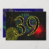 39e verjaardag uitnodigen kaart (Voorkant / Achterkant)