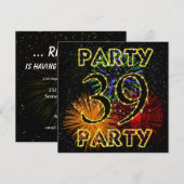39e verjaardag uitnodiging met vuurwerk (Voorkant / Achterkant)