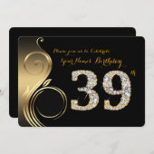 39e verjaardag uitnodiging, nummer diamant, foto kaart (Voorkant / Achterkant)