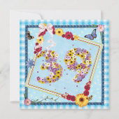 39e verjaardag Uitnodigingsbloemen, vlinders Kaart (Voorkant)