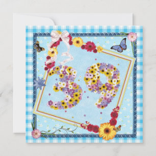 39e verjaardag Uitnodigingsbloemen, vlinders Kaart