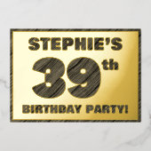 39e verjaardag van de geboorte - Vette, houten gra Folie Uitnodiging (Voorkant)