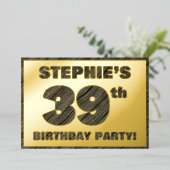 39e verjaardag van de geboorte - Vette, houten gra Folie Uitnodiging (Staand Voorkant)
