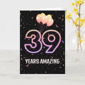 39e verjaardag van de luchtballonnen en Confetti Kaart (Gele Bloem)
