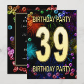 39e verjaardag van het Vuurwerk van de Uitnodiging (Voorkant / Achterkant)