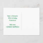 39e verjaardag: Vet, Vun, eenvoudig, regenboog 39 Briefkaart (Achterkant)