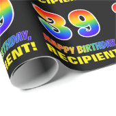 39e verjaardag: Vet, Vun, eenvoudig, regenboog 39 Cadeaupapier (Rol Hoek)