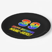 39e verjaardag: Vet, vun, eenvoudig, regenboog 39 Papieren Bordje (Gekanteld)