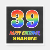 39e verjaardag: Vet, Vun, eenvoudig, regenboog 39 Servet (Voorkant)