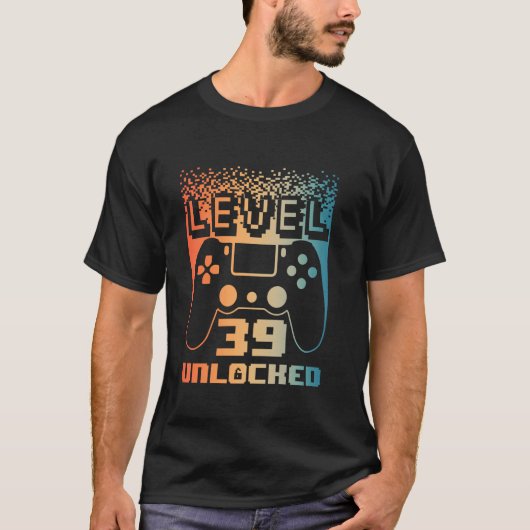 39e verjaardag voor mannen level 39 unlocked gamer t-shirt