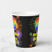 39e verjaardag: Vuurwerk Fun Pattern + Regenboog 3 Papieren Bekers (Links)