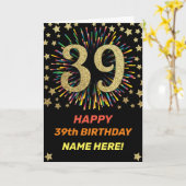 39e Verjaardag Vuurwerk Rainbow Gold Fun Kaart (Gele Bloem)