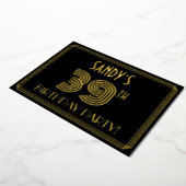 39e Verjaardagsfeest — Art Deco Stijl “39” + Naam Folie Uitnodiging (Gedraaid)