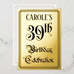39e verjaardagsfeest — Elegant script + aangepaste Folie Uitnodiging