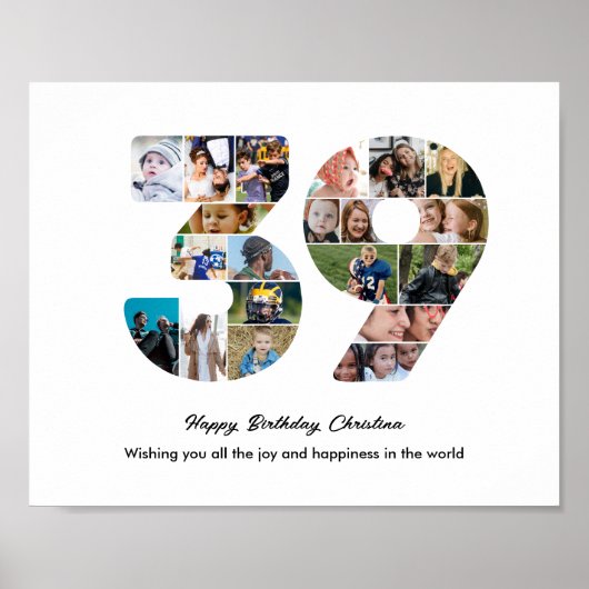 39e Verjaardagsfeest Nummer 39 Fotocollage Poster (Voorkant)