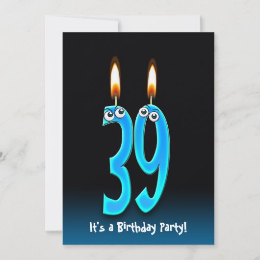 39e verjaardagsfeestje uitnodigen kaart (Voorkant)