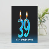 39e verjaardagsfeestje uitnodigen kaart (Staand voorkant)