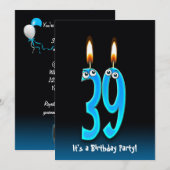 39e verjaardagsfeestje uitnodigen kaart (Voorkant / Achterkant)