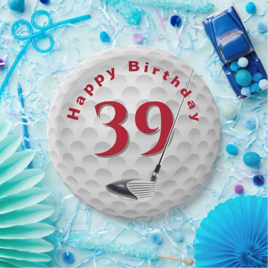 39th Birthday Golf Ball Design Paper Bord (Feest)