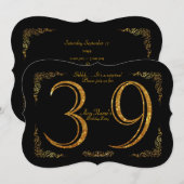 39th, Birthday party 39th, geweldige Gatsby, zwart Kaart (Voorkant / Achterkant)