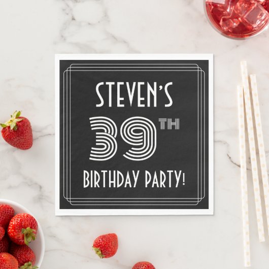 39th Birthday Party: Art Deco Style + Custom Name Servet (Insitu)