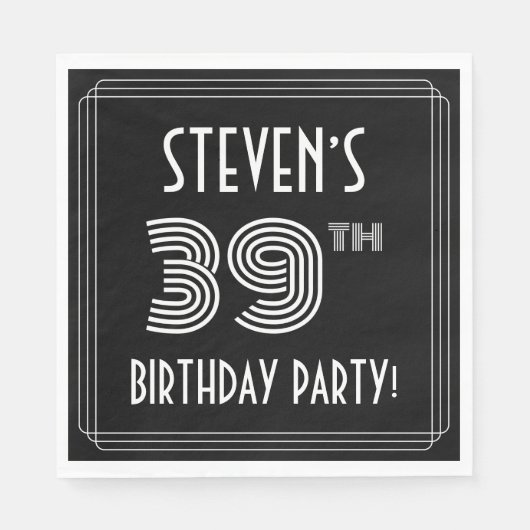 39th Birthday Party: Art Deco Style + Custom Name Servet (Voorkant)