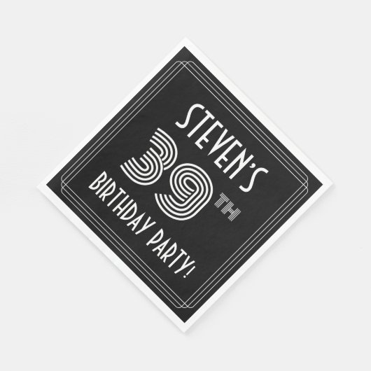 39th Birthday Party: Art Deco Style + Custom Name Servet (Hoek)