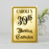 39th Birthday Party — Elegant Script + aangepaste  Folie Uitnodiging (Staand Voorkant)