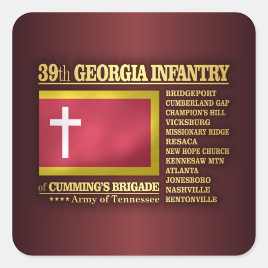 39th Georgia Infantry (BA2) Vierkante Sticker (Voorkant)
