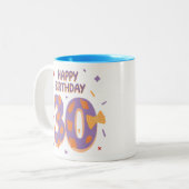 3-0 is hier! Fijne 30e verjaardag Mok. Tweekleurige Koffiemok (Voorkant links)