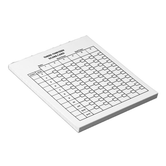 3-13 Score Kaart Notitieblok (Schuin)