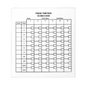 3-13 Score Kaart Notitieblok (Voorkant)