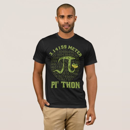 3.14159 Meter Pi-Thon Python Snake Pi Day Design T-shirt (Voorkant volledig)