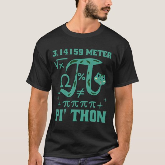 3.14159 Meter Pi-Thon Python Snake Pi Day Design T-shirt (Voorkant)