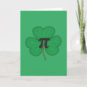 3.14  gestoord Shamrock Pie Funny Pi Pun Kaart