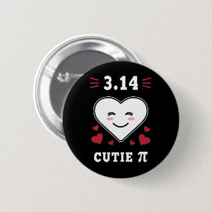 3.14 Heart Cutie Pi Funny Wiskunde Joke Ronde Button 5,7 Cm