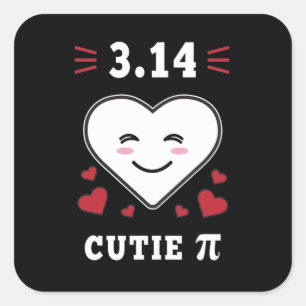 3.14 Heart Cutie Pi Funny Wiskunde Joke Vierkante Sticker