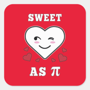 3.14 Heart Sweet As Pi Funny Wiskunde Joke Vierkante Sticker