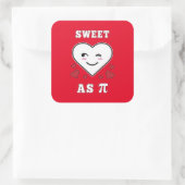3.14 Heart Sweet As Pi Funny Wiskunde Joke Vierkante Sticker (Tas)
