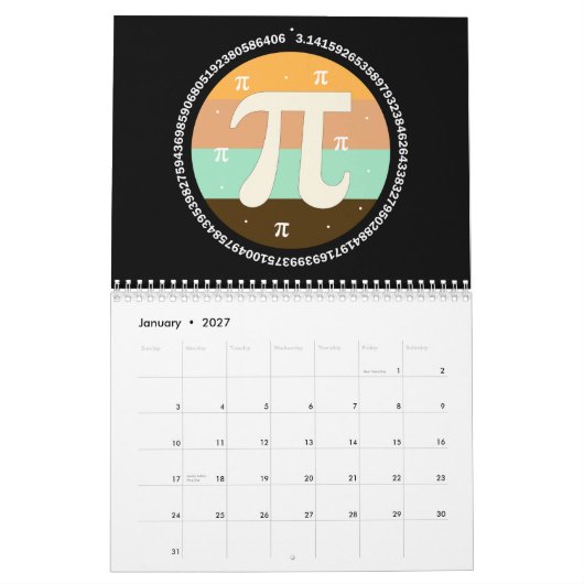 3.14 Nationale Pi-dag ontwerp - Pi-dag cadeau idee Kalender (Jan 2027)
