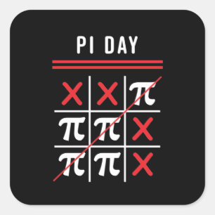 3.14 Tic-Tac-Toe-eigens en kruiderijen Happy Pi-da Vierkante Sticker