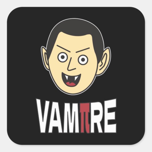 3.14 Vampire Pi Pun Funny Wiskunde Joke Vierkante Sticker (Voorkant)