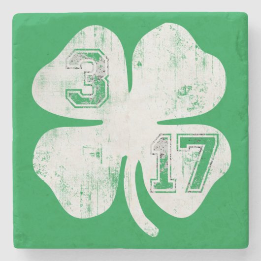 3/17 St Patricks Day Shamrock Stenen Onderzetter (Voorkant)
