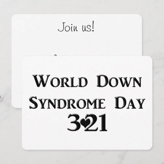 3-21 Wereld Down Syndrome Day Kaart (Voorkant / Achterkant)